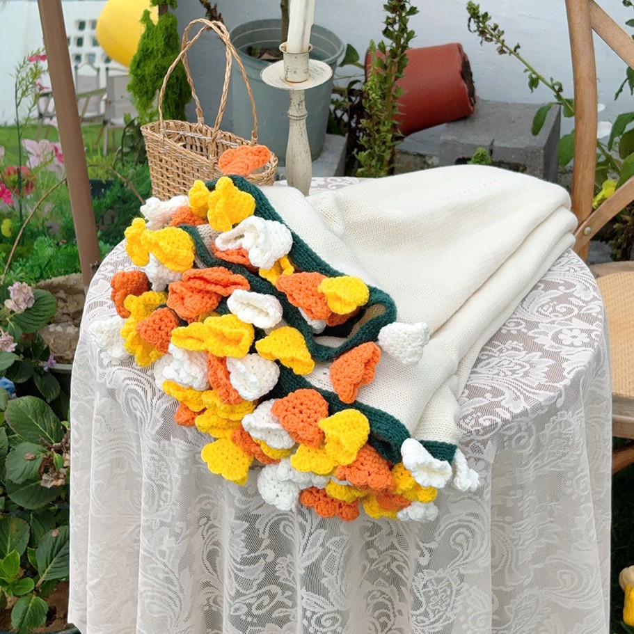 成品铃兰花束毯子手捧花抱毯钩针编织520情人节送女朋友礼物闺蜜