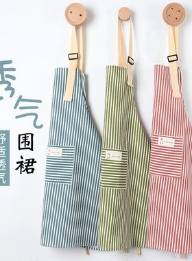 2025新款围裙女家用厨房专用高级工作服定制印字网红做饭围腰上班