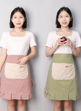 半截围裙女家用厨房工作服定制新款半身透气棉麻高级做饭围腰年轻