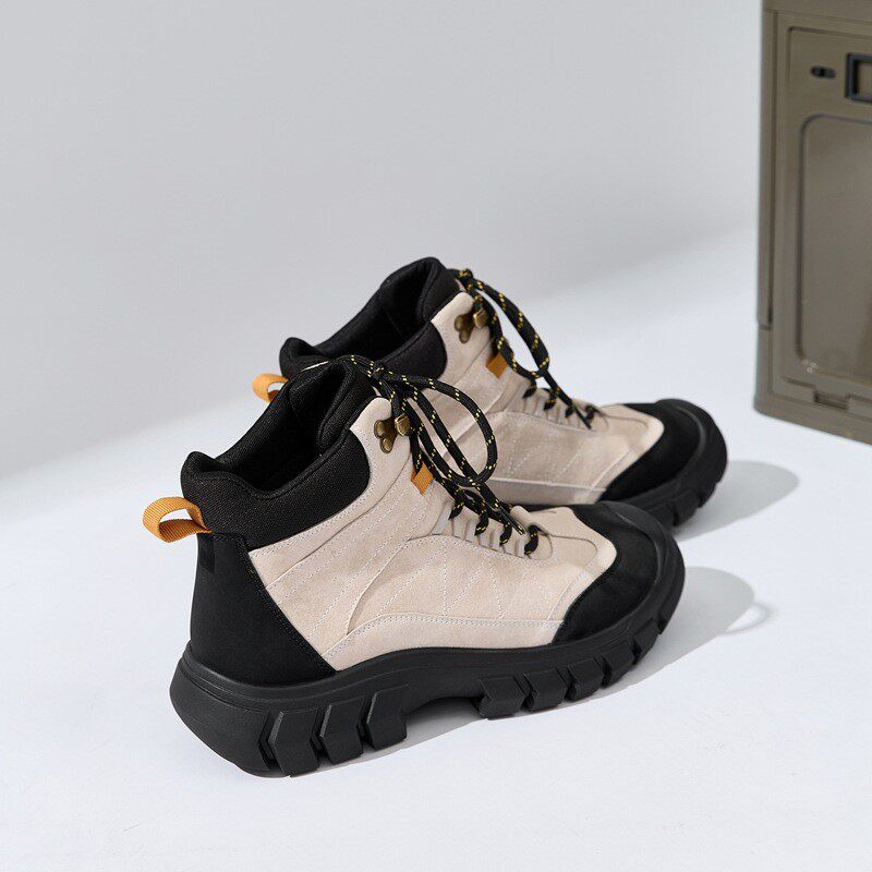 高帮马丁靴男女款户外工装徒步登山鞋春季真皮增高百搭情侣旅游鞋