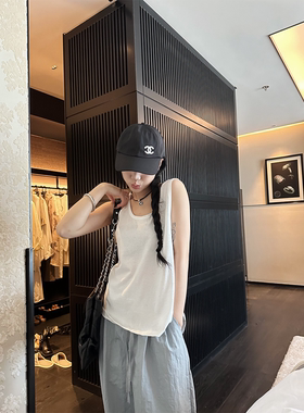 巴卜Studio黑白灰三色宽松吊带背心女夏季慵懒休闲百搭无袖上衣
