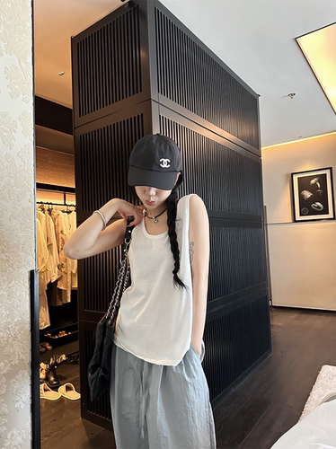 巴卜Studio黑白灰三色宽松吊带背心女夏季慵懒休闲百搭无袖上衣