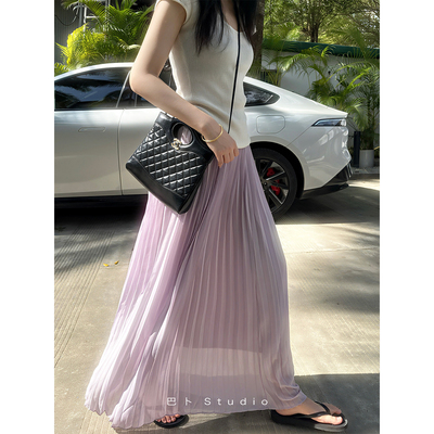 巴卜Studio 紫色半身裙女春夏新款绝美仙气纱裙百搭遮肉显瘦裙子