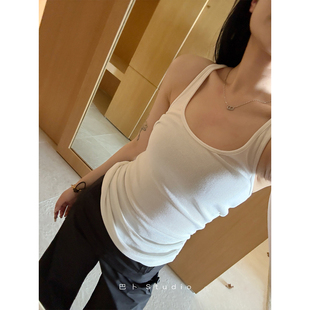 百搭基础款 新款 内搭外穿背心 白灰两色长吊带女春季 巴卜Studio