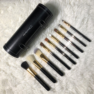 包邮 mac化妆刷套装 圆筒专业9支羊毛刷全套组合手动彩妆刷送收纳桶