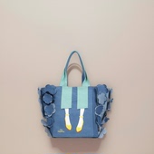 miszapatos搭配时尚 牛仔托特包大容量撞色不撞包ins小众单肩包