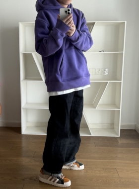 BTTJOB JUMBO Skateboard HOODIE 羊绒紫色标准宽松巨型帽卫衣