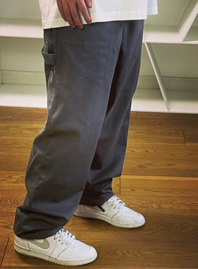 BTTJOB Single Knee Pants 冷灰色斜纹工装纯棉基础裤