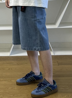 BTTJOB Old School Denim Shorts复古做旧纯棉淡牛仔短裤五分裤子