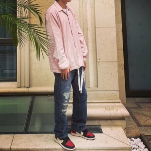 EDC 全棉透气网 Polyester 暗粉聚酯教练夹克 混 Jacket BTTJOB