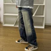 Red selvedge Denim BTTJOB Jeans窄幅机赤耳洗水猫须直筒牛仔裤