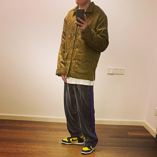 陈冠希绿金丝绸功夫扣盘扣立领棉服唐装 JACKET CHINESE BTTJOB