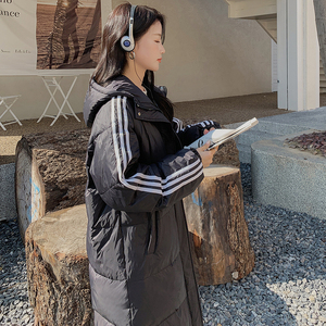 现货韩版通勤休闲黑色中长款羽绒服   178/906/P235/K338图片