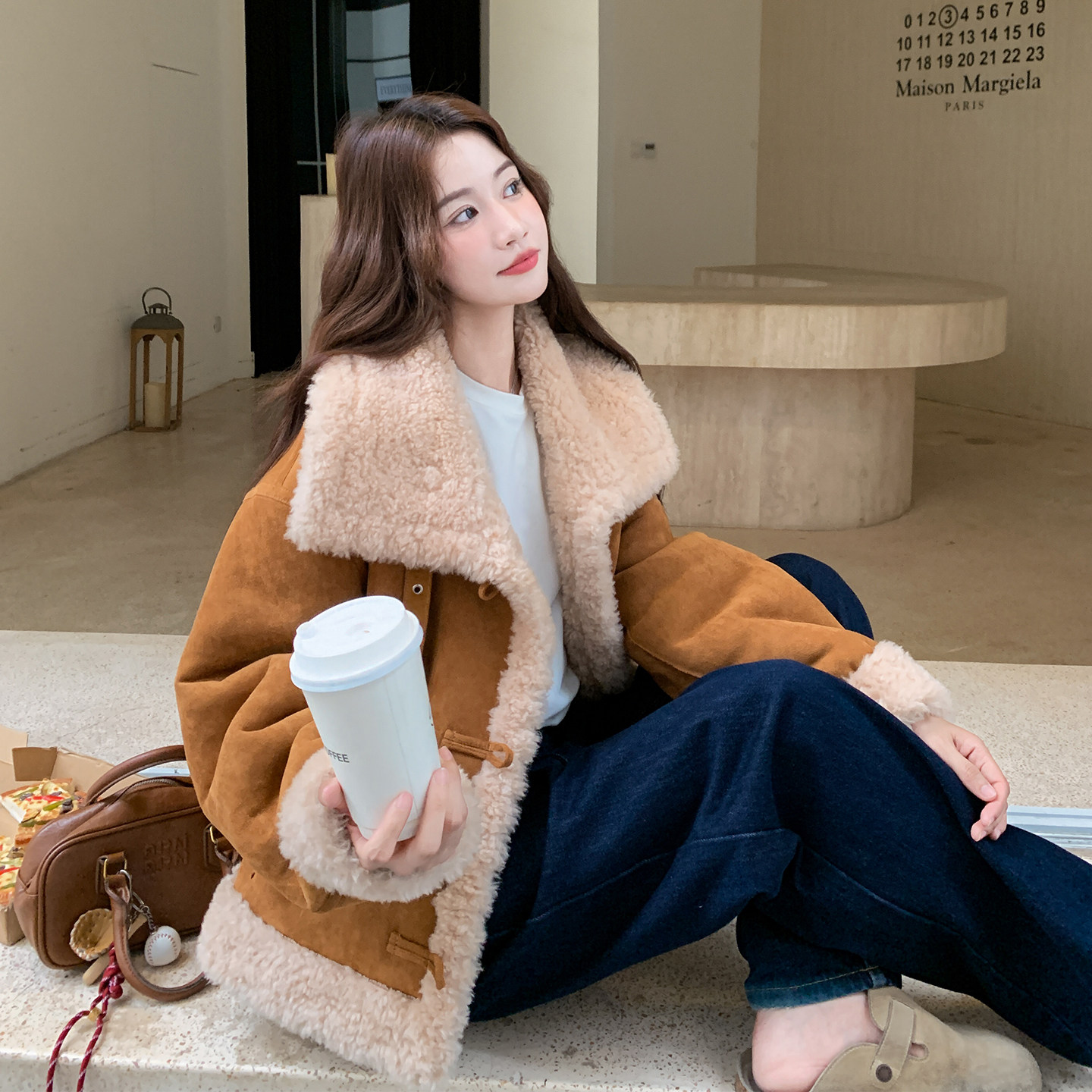 新款现货！短款韩版皮毛一体外套浙宝180A/货号M08/P210/K298,女装短外套,浙宝180A