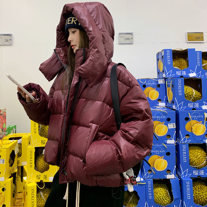 新款现货！安哥拉红短款羽加厚绒服浙宝180A/货号1836/p265控358,女装羽绒服,浙宝180A