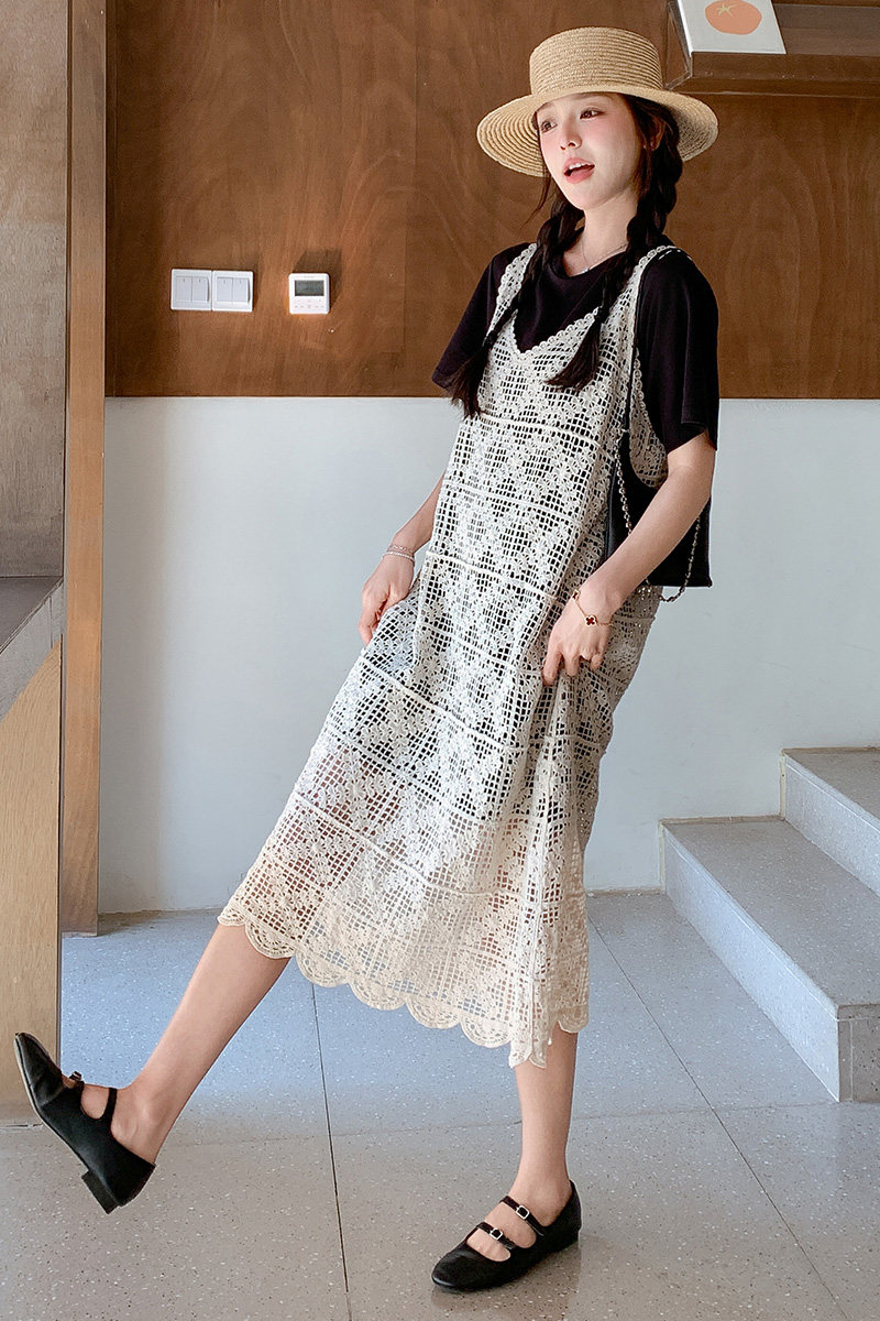 现货！25森系镂空蕾丝两件套连衣裙浙宝180A/货号1887/p125控178,女装连衣裙,浙宝180A