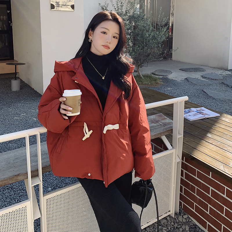 22年秋冬韩版酒红色牛角扣羽绒服外套178/903/P238/控328,女装羽绒服,浙宝180A