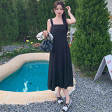 新中式国风黑色连衣裙女夏2025新款绝美吊带长裙外搭开衫，女装连衣裙，浙宝180A