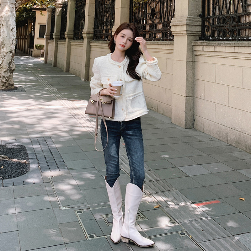 名媛气质小香风短外套女2023春新款小个子韩版小众高级感休闲上衣,女装短外套,浙宝180A