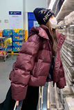 新款现货！安哥拉红短款羽加厚绒服浙宝180A/货号1836/p265控358，女装羽绒服，浙宝180A