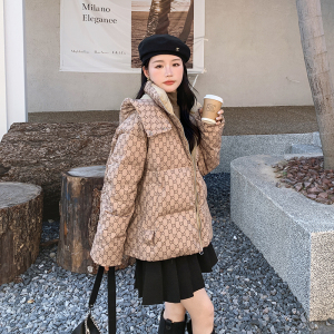 现货秋冬韩版休闲减龄印花羽绒服178/907/P255/K358