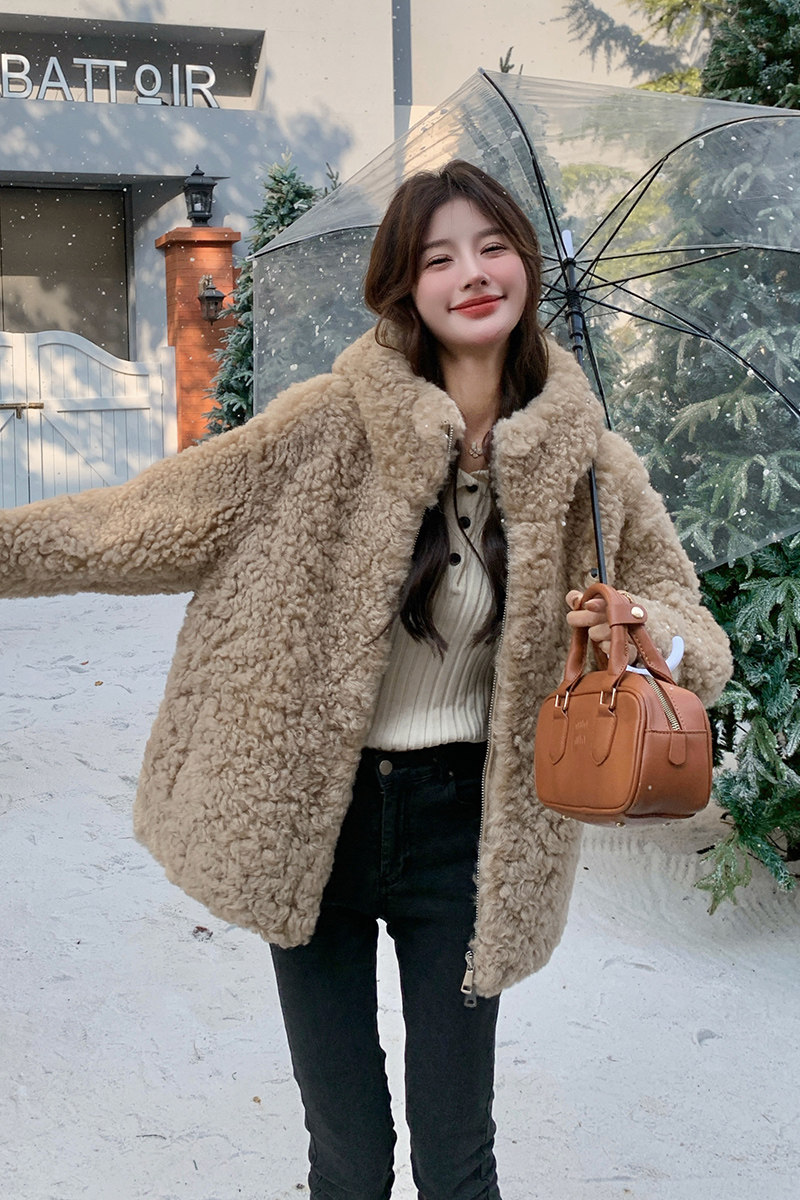 新款现货！加厚连帽宽松羊羔毛外套浙宝180A/货号1851/p185控268,女装短外套,浙宝180A