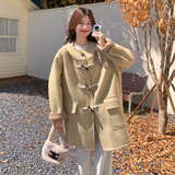 新款现货！学院风连帽牛角扣毛呢大衣浙宝180A/货号M03/P265/K368，女装毛呢外套，浙宝180A