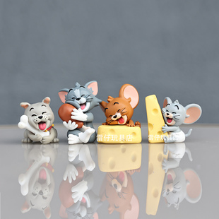 迷你猫和老鼠抱芝士手办盲盒汤姆和杰瑞桌面车载蛋糕装饰摆件礼物