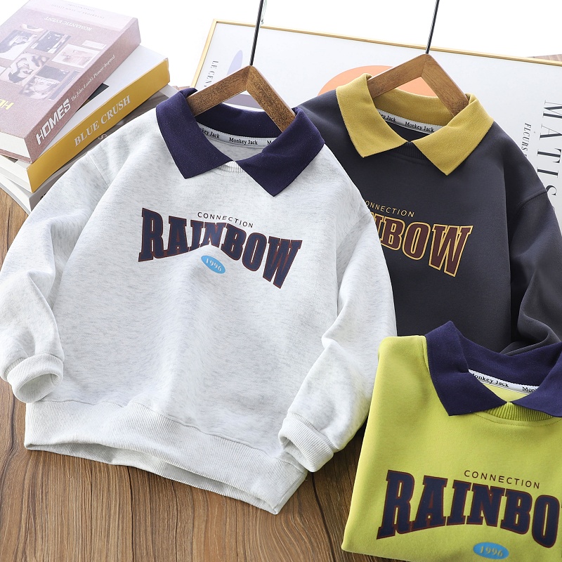 男童春秋百搭字母翻领卫衣POLO衫