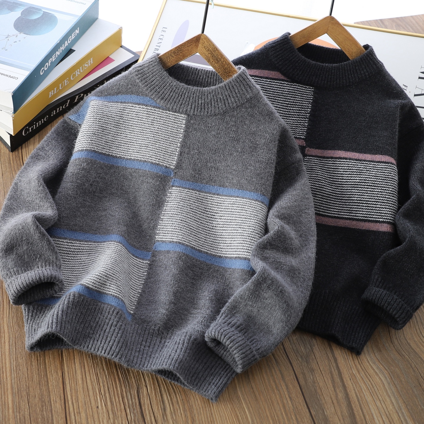 男童棉线麻花圆领毛衣2025秋冬季儿童洋气潮上衣中大童休闲针织衫