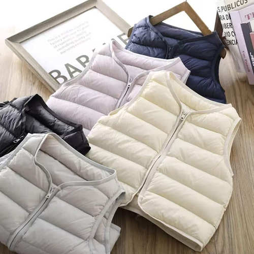 男童秋冬轻薄V领羽绒马甲背心