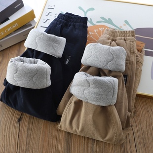 子中大童百搭休闲裤 儿童三层保暖长裤 2025冬季 男童加厚夹棉冬棉裤