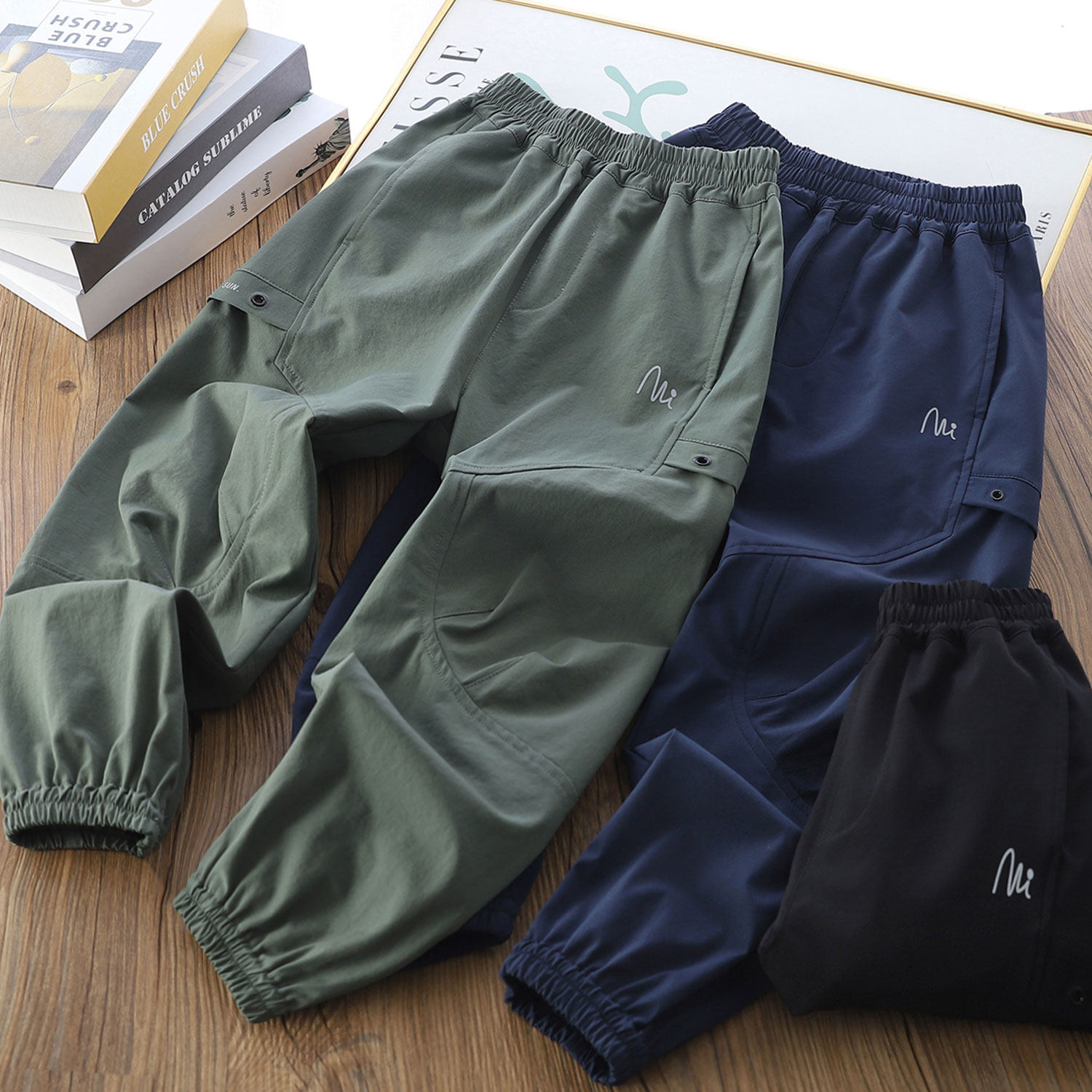 男童春夏薄款速干裤2024新款儿童宽松长裤子中大童户外登山运动裤