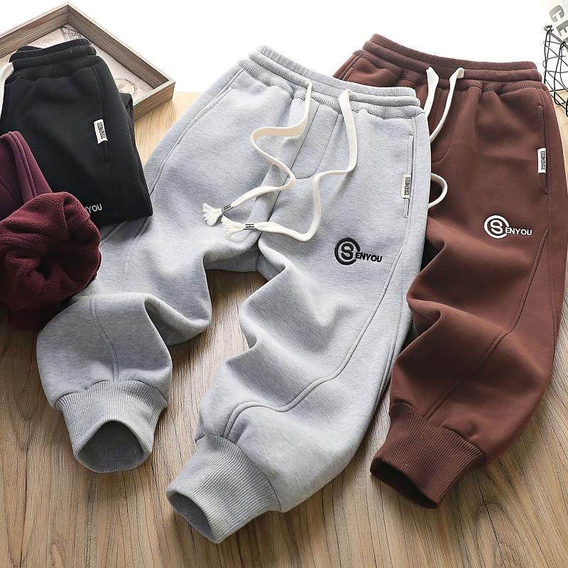 男童百搭加绒运动裤2025冬季儿童奥粒绒保暖卫裤中大童加厚冬棉裤