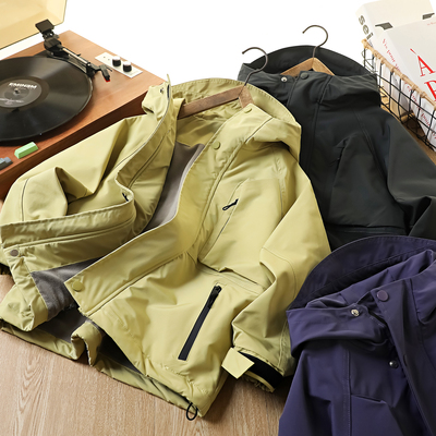 男童秋冬季密密绒连帽冲锋衣外套