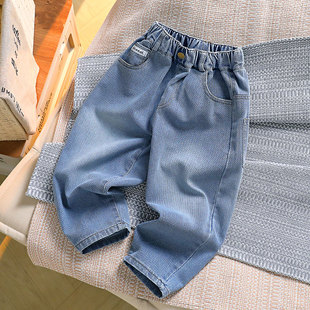 儿童潮长裤 中大童男孩宽松直筒老爹裤 2025新款 男童春秋百搭牛仔裤