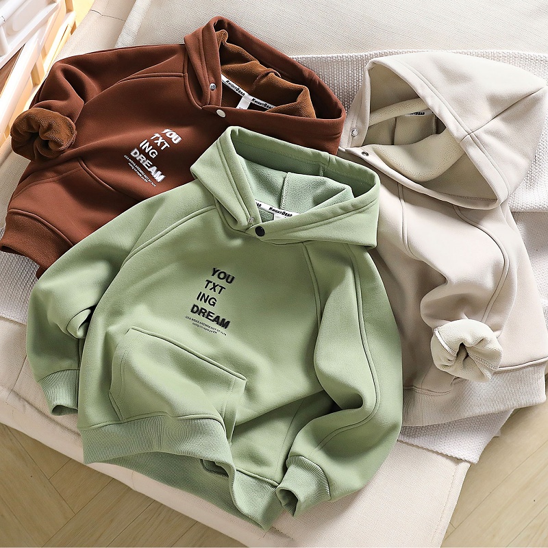 加绒卫衣洋气男童冬季连帽保暖潮