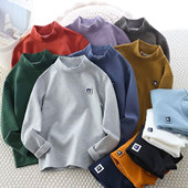 男童百搭套头衫 儿童精梳棉半高领打底衫 2025秋冬季 中大童秋衣T恤