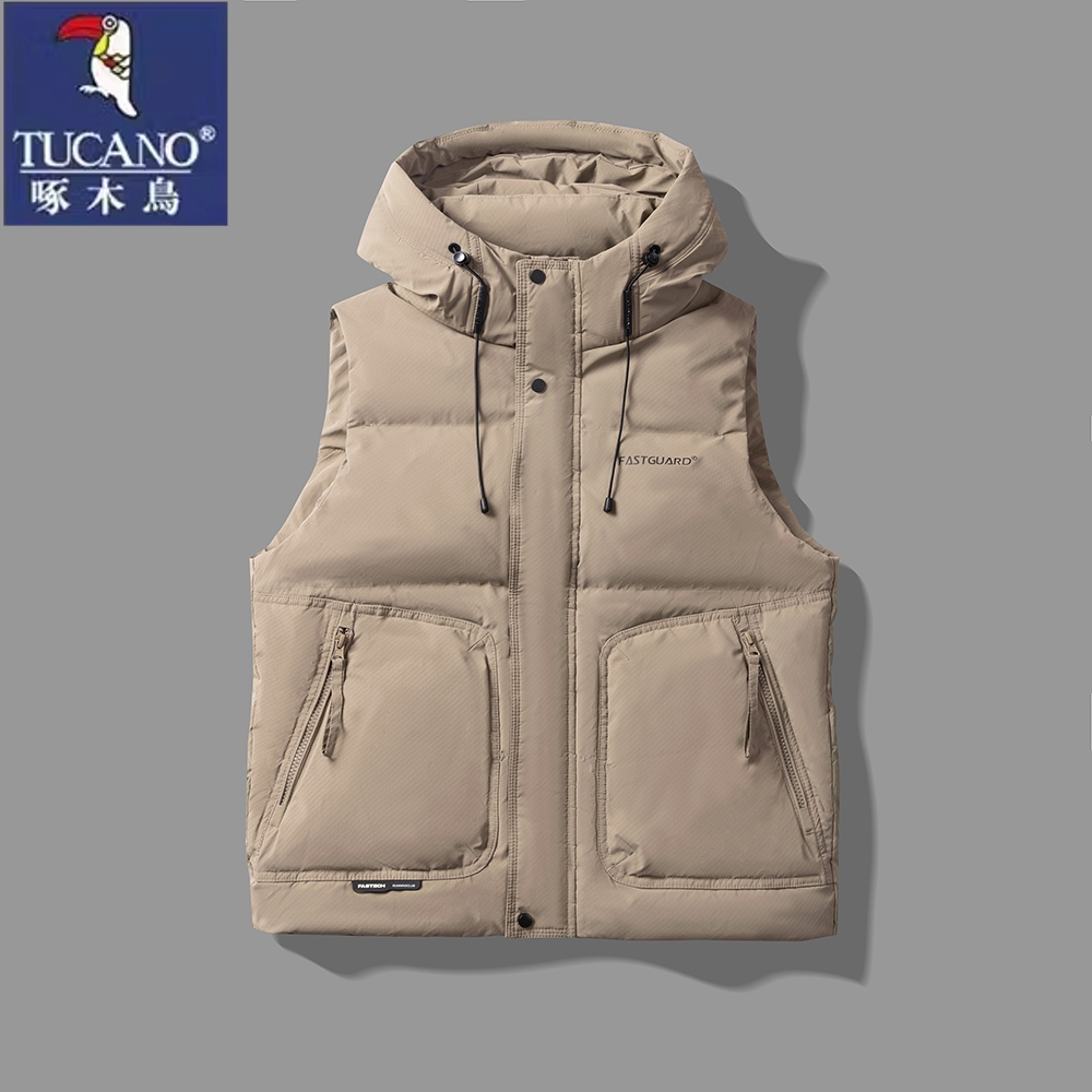 啄木鸟加厚马甲男秋冬季潮个性保暖背心羽绒加厚坎肩青年外套马夹