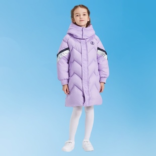 巴拉虎儿童羽绒服女童中长款中大童2023新款韩版白鹅绒加厚外套