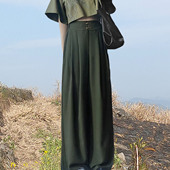 百搭宽松长裤 服装 后腰松紧新中式 西裤 样板图纸 裁剪纸样高腰阔腿裤