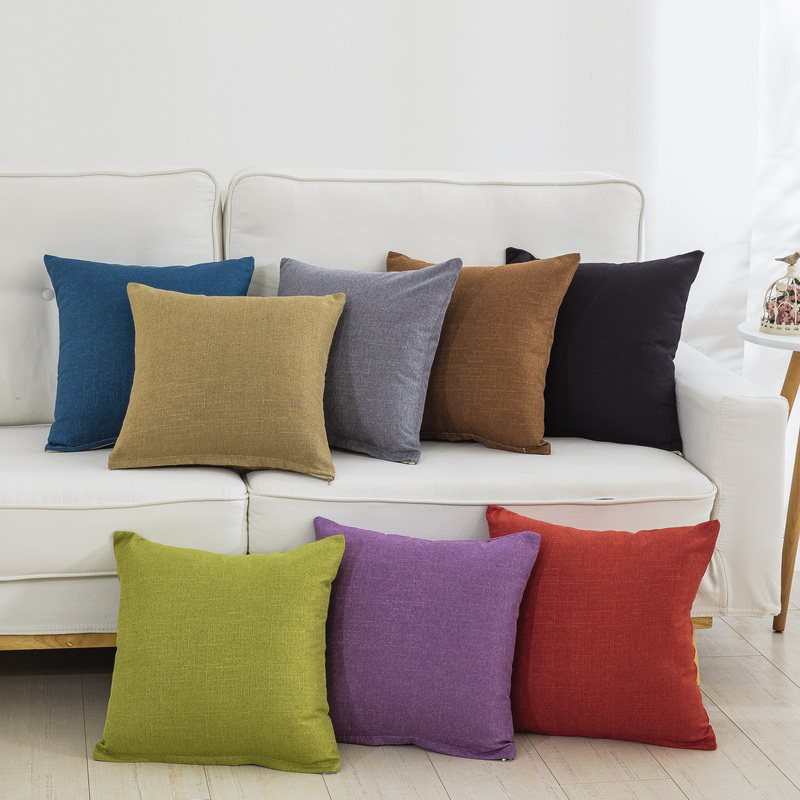 纯色亚麻抱枕简约沙发靠垫飘窗靠枕床上床头大靠背垫抱枕套靠垫套