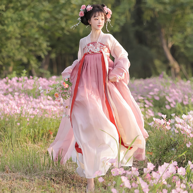 檀香阁玉兰仙蕊原创汉服女中国风成人夏季2023新款唐制齐胸襦裙_虎窝淘