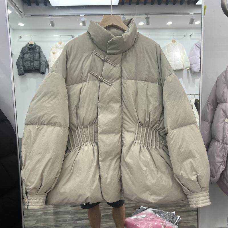 2023冬反季新款羽绒服女短款立领中式盘扣收腰显瘦白鸭绒保暖外套