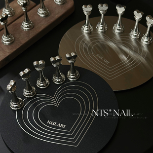NTS.nail甄选「爱心圆盘·打板甲托」强磁银色爱心哑黑亮银色甲托