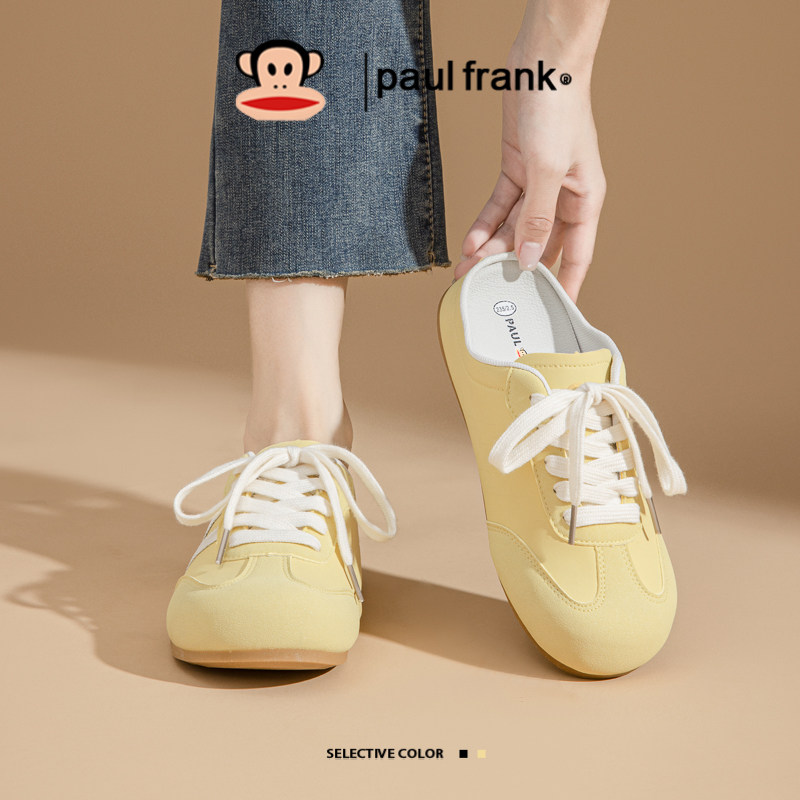 大嘴猴黄色半拖德训鞋女鞋2026夏季新款外穿配裙子一脚蹬包头拖鞋