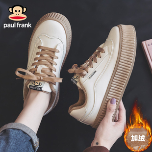 大嘴猴秋冬加绒松糕小白鞋女2025新款冬季保暖棉鞋冬天厚底二棉鞋