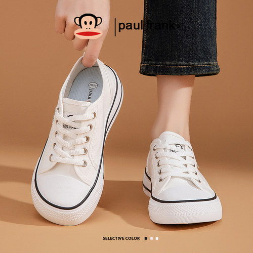 大嘴猴白色芒果头帆布鞋女款