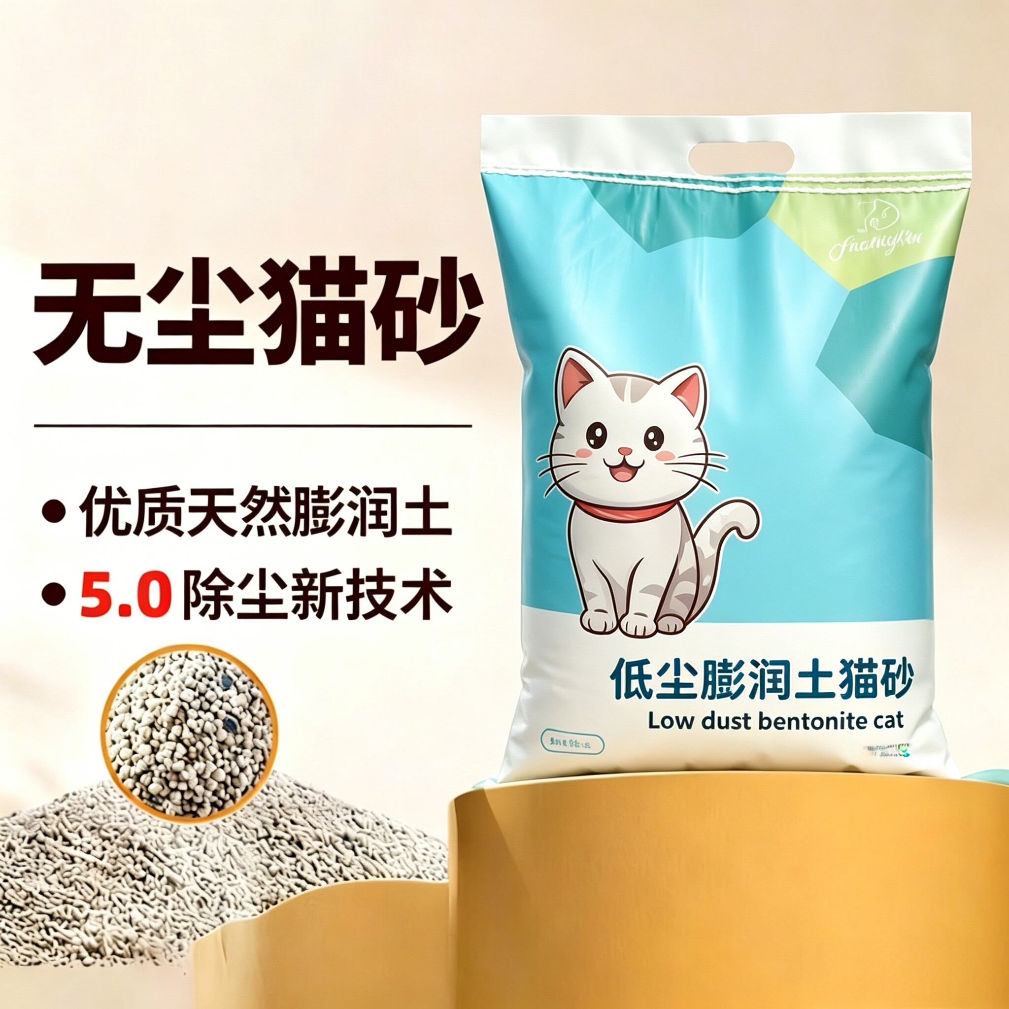 膨润土猫砂10/20斤低尘除臭结团