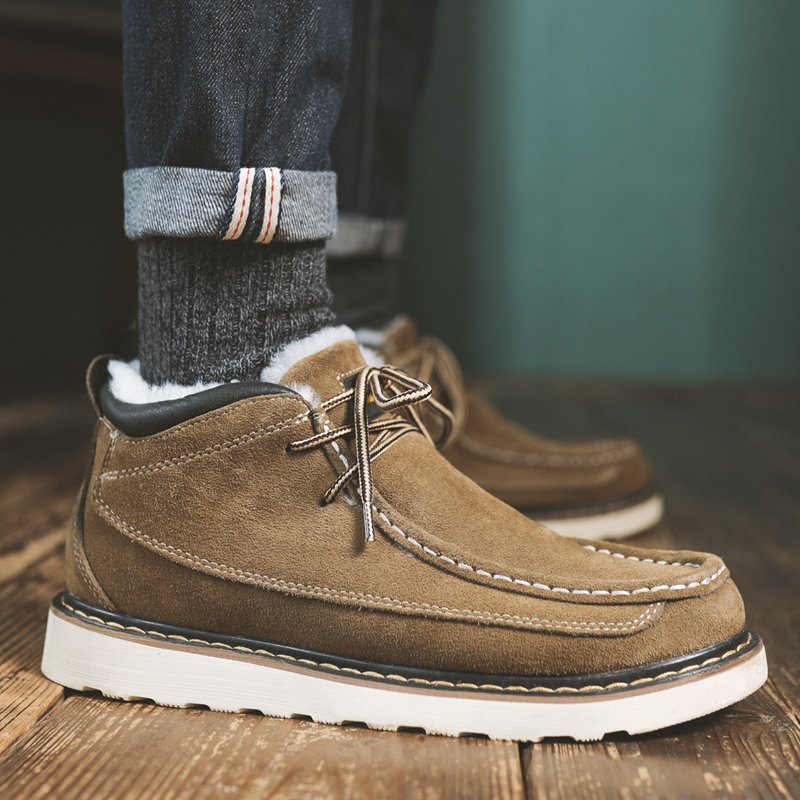 真羊皮毛一体雪地靴男靴子高帮棉鞋防水加绒厚底短靴潮防滑棉靴冬,流行男鞋,时尚雪地靴,淘宝优惠券,粉丝福利购,淘宝优惠卷